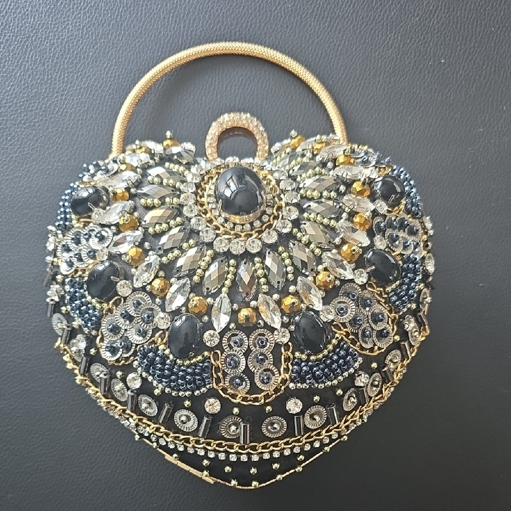 Embellished Heart-Shaped Clutch